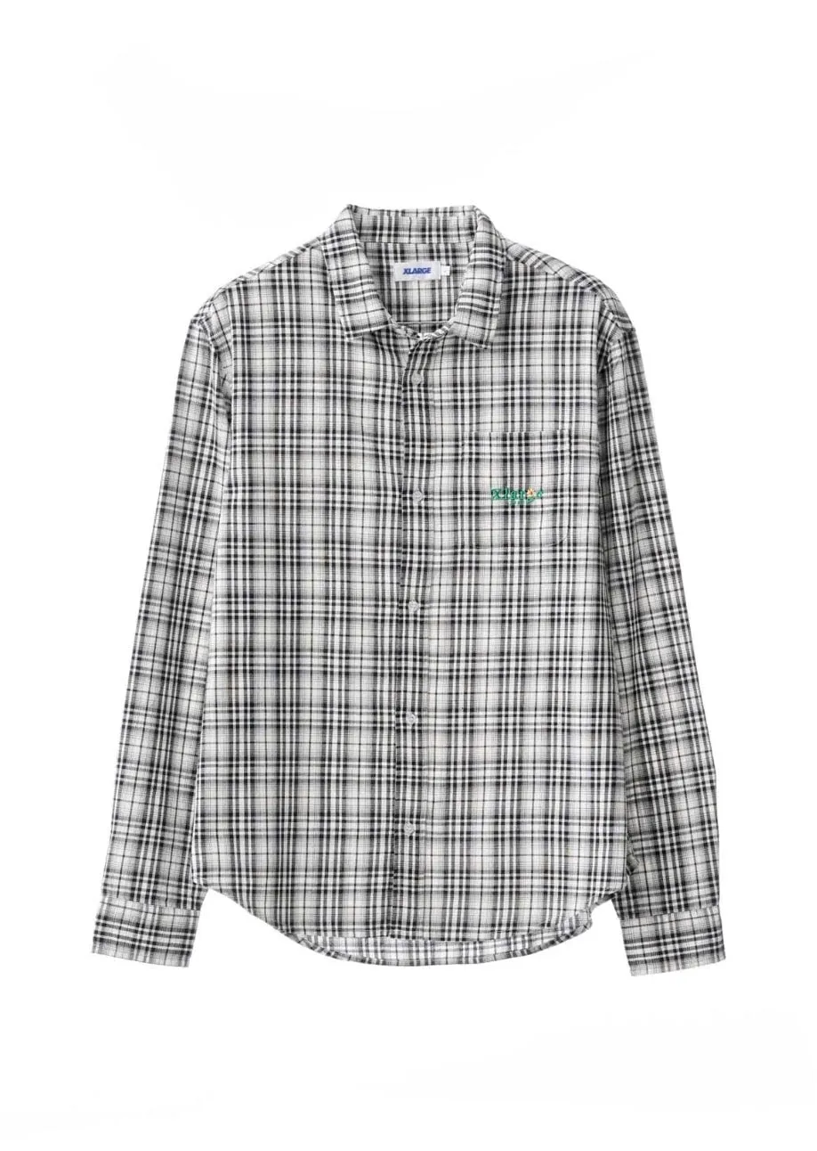 91 Flower Check LS Shirt White