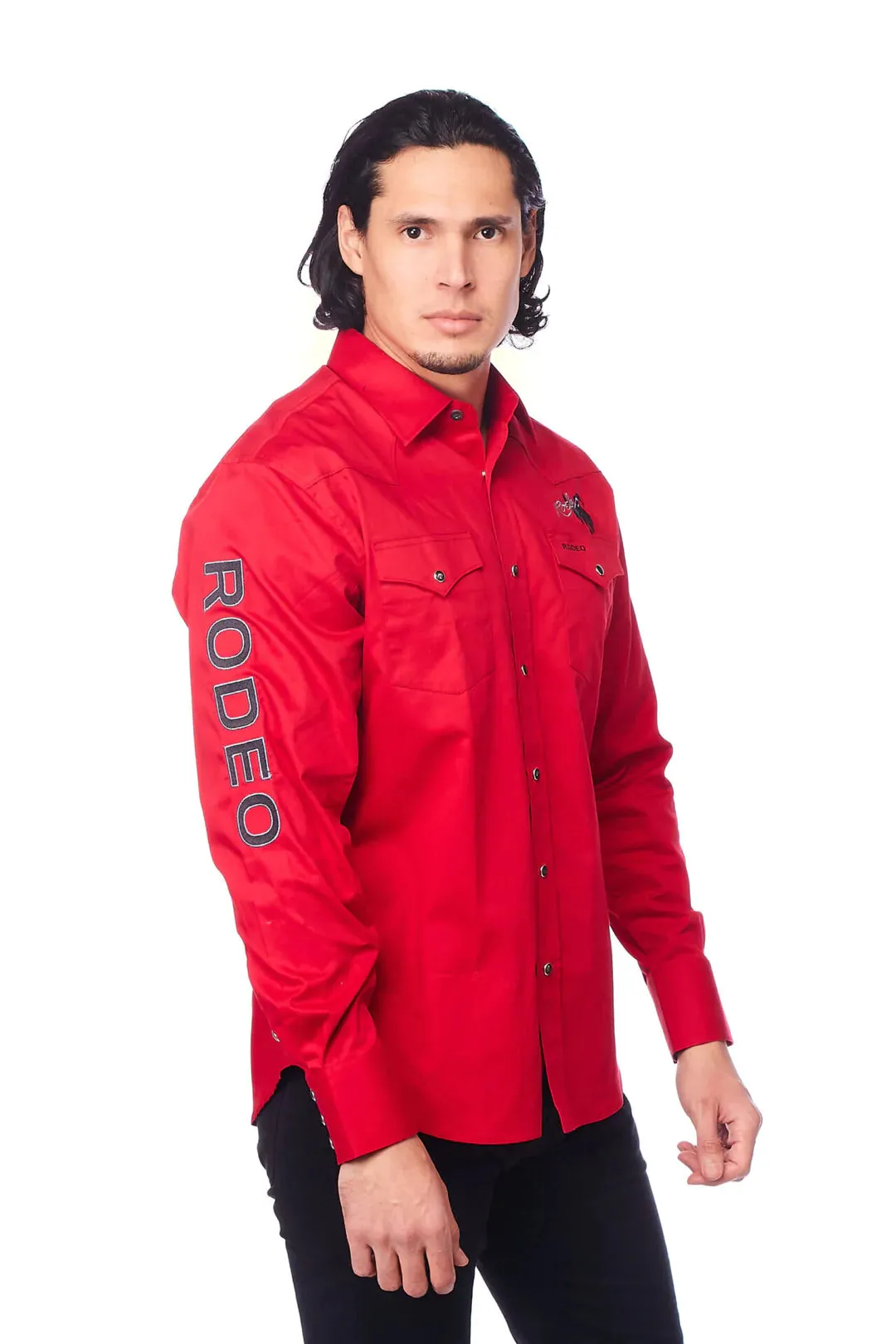 All Cotton Men's Red Western RODEO Shirt