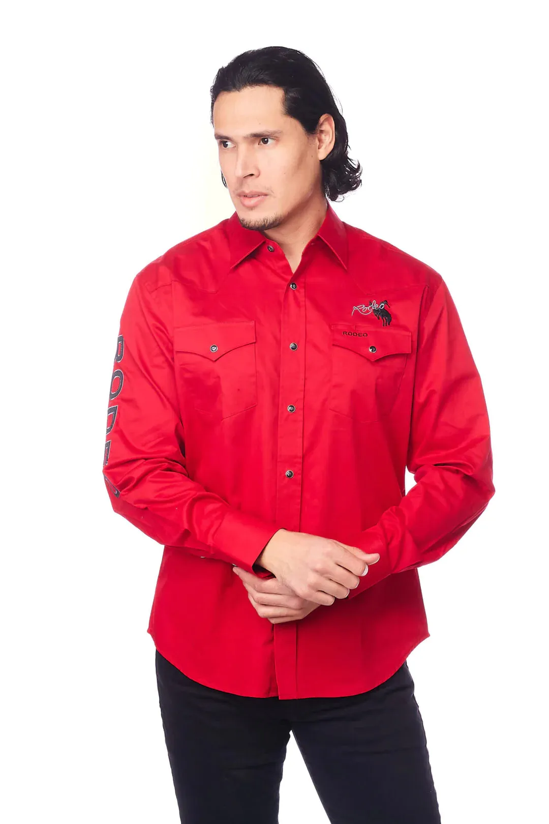 All Cotton Men's Red Western RODEO Shirt