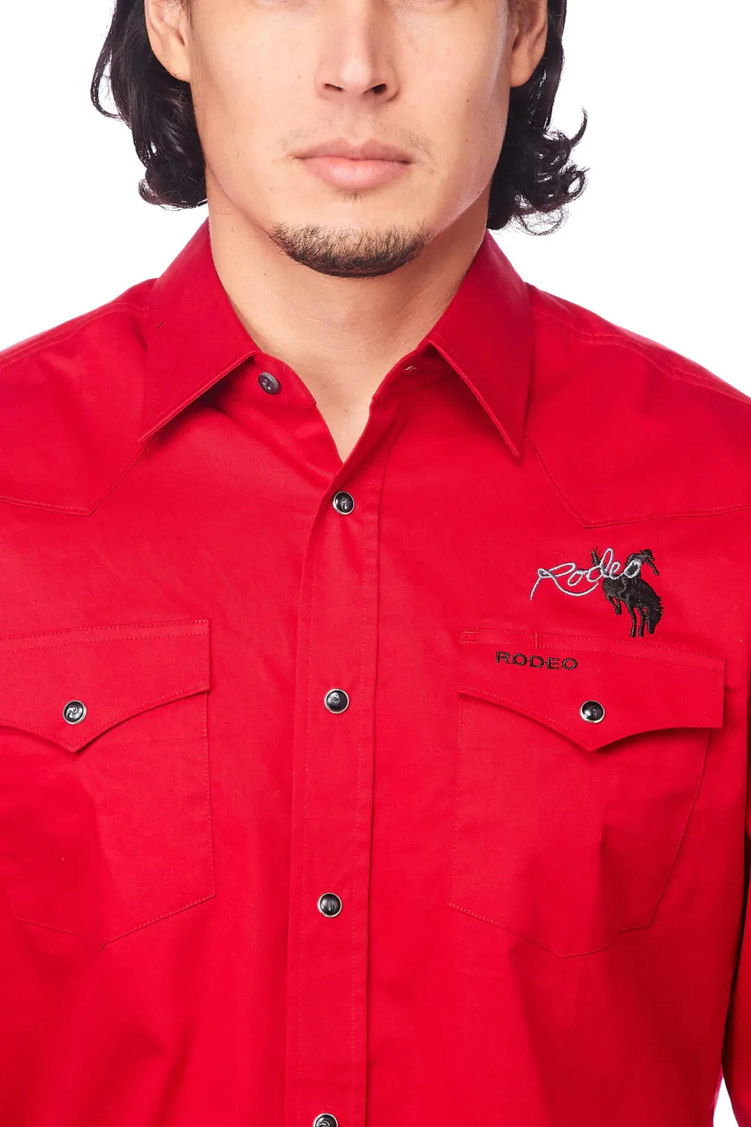 All Cotton Men's Red Western RODEO Shirt