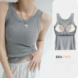 Basic Built-In Bra Ribbed Tank Tops