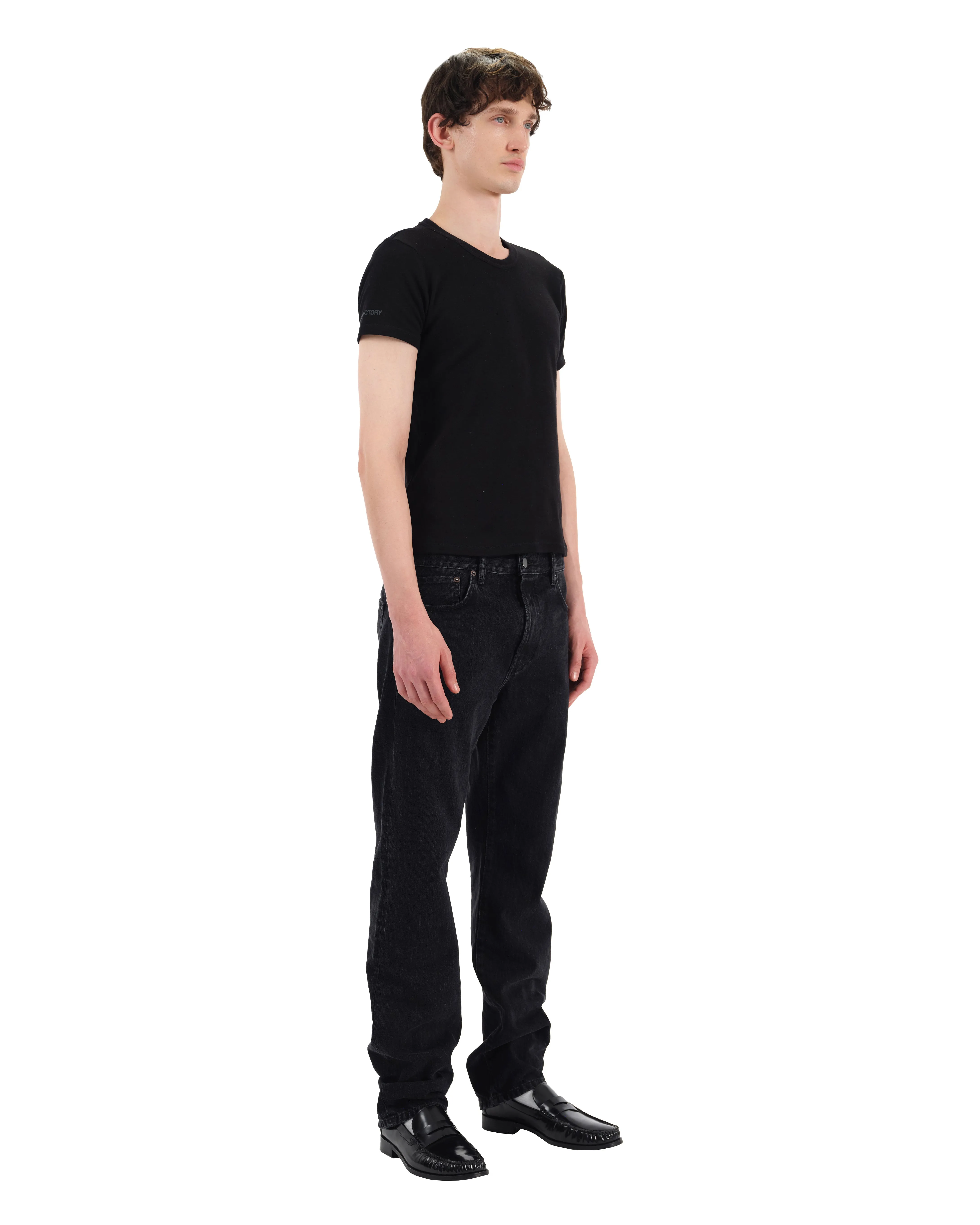 Black Cotton Fitted Tshirt