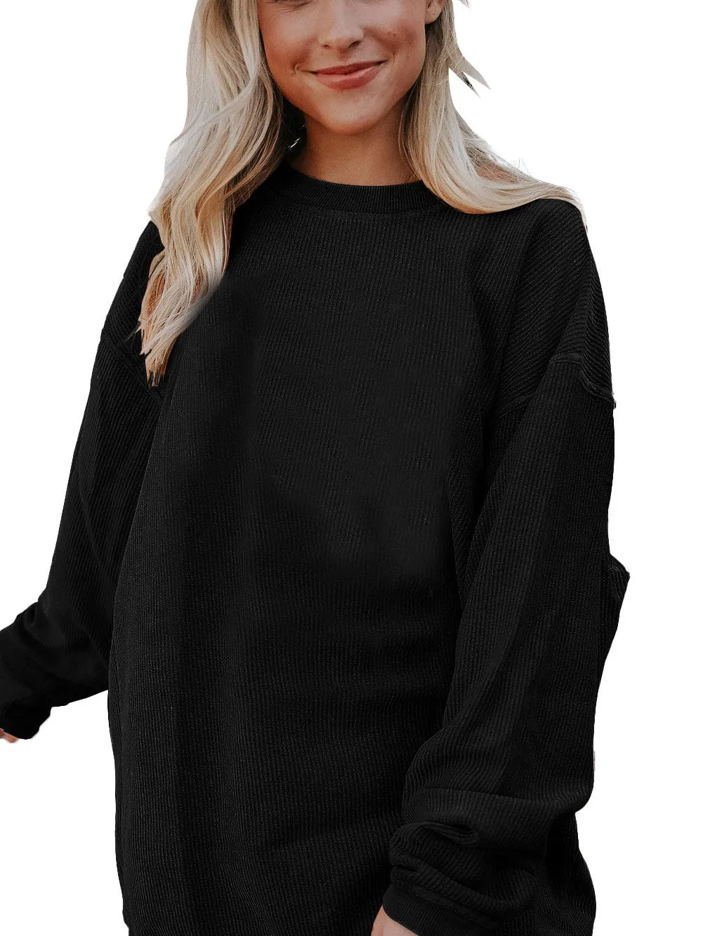 Black Knit Crew Neck Shirt