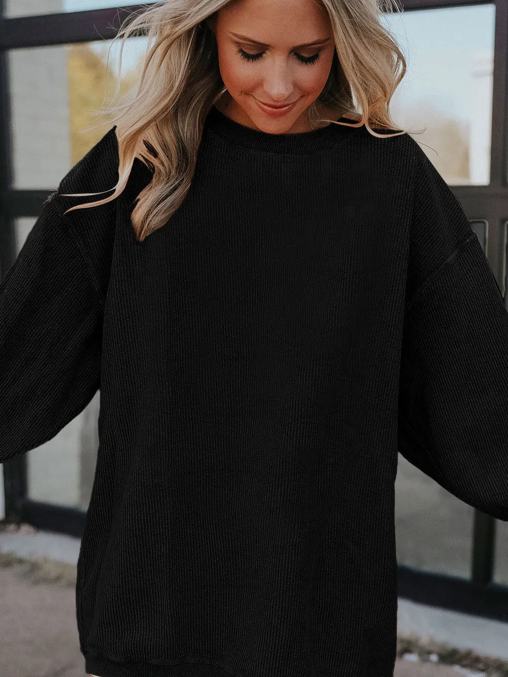 Black Knit Crew Neck Shirt