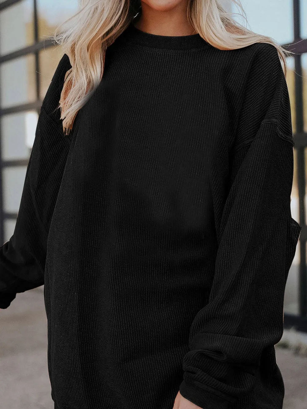 Black Knit Crew Neck Shirt