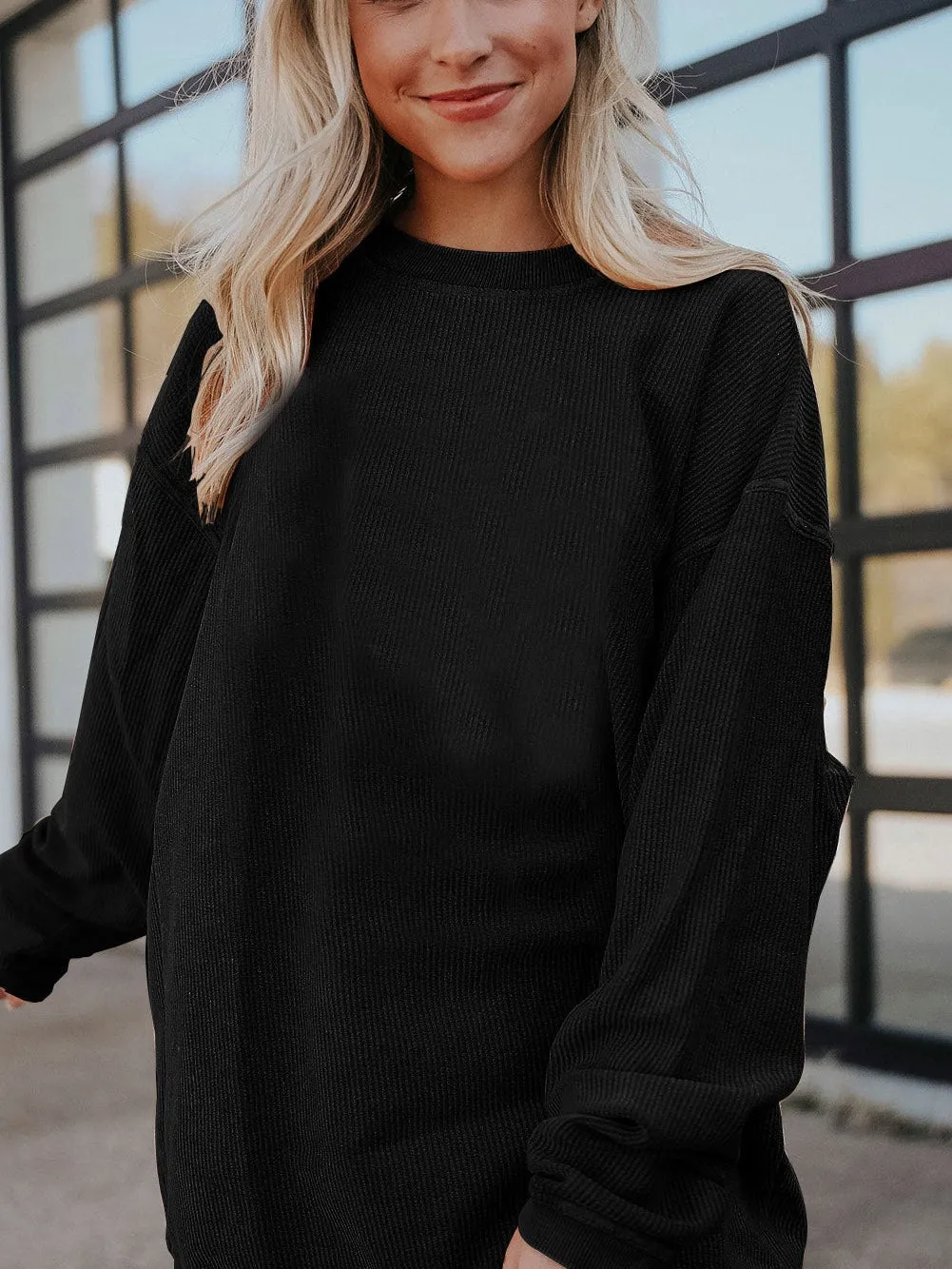 Black Knit Crew Neck Shirt