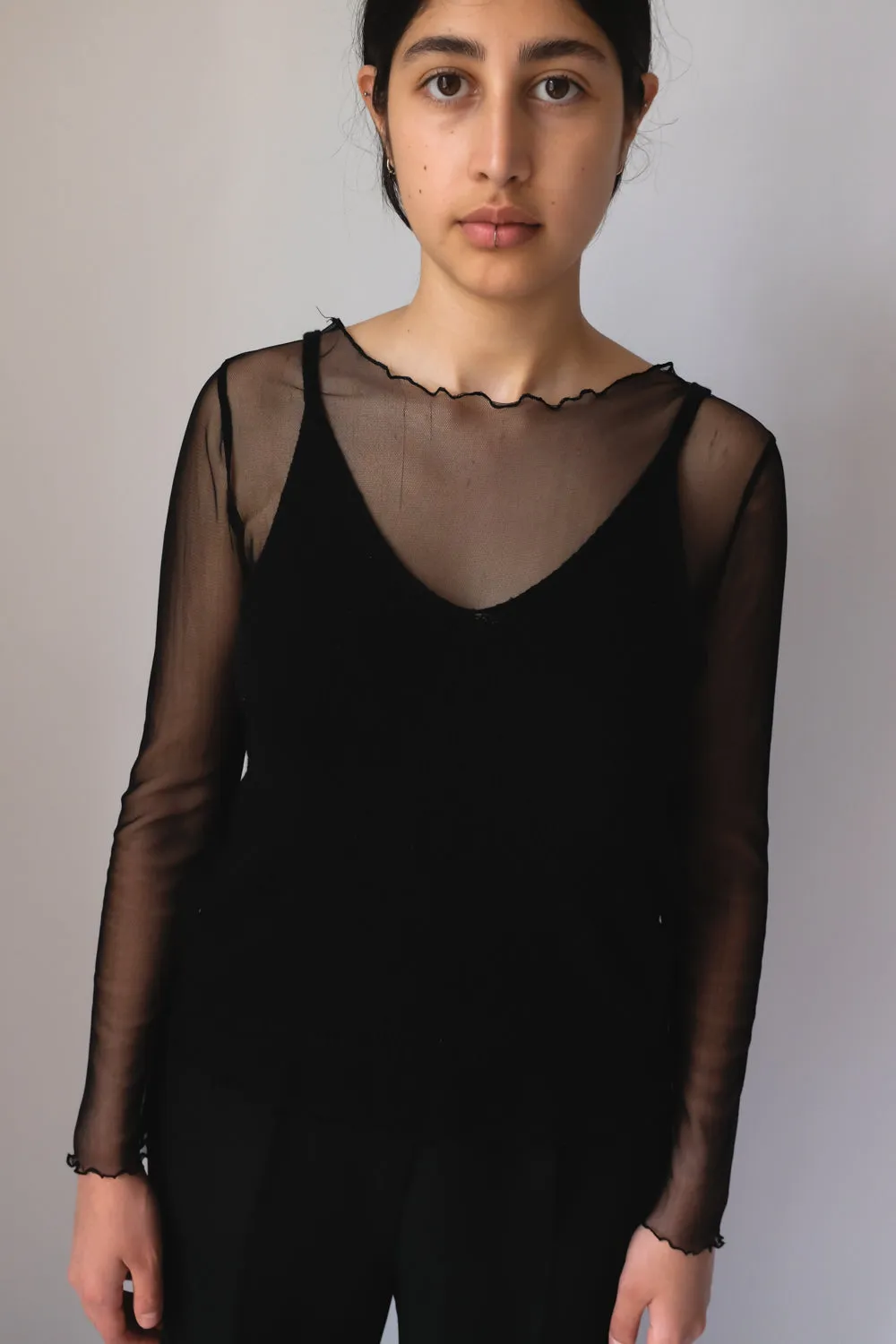 BLACK V KNIT CAMISOLE