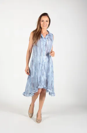 Blue Sky Bamboo Sleeveless Button Down Ruffle Dress