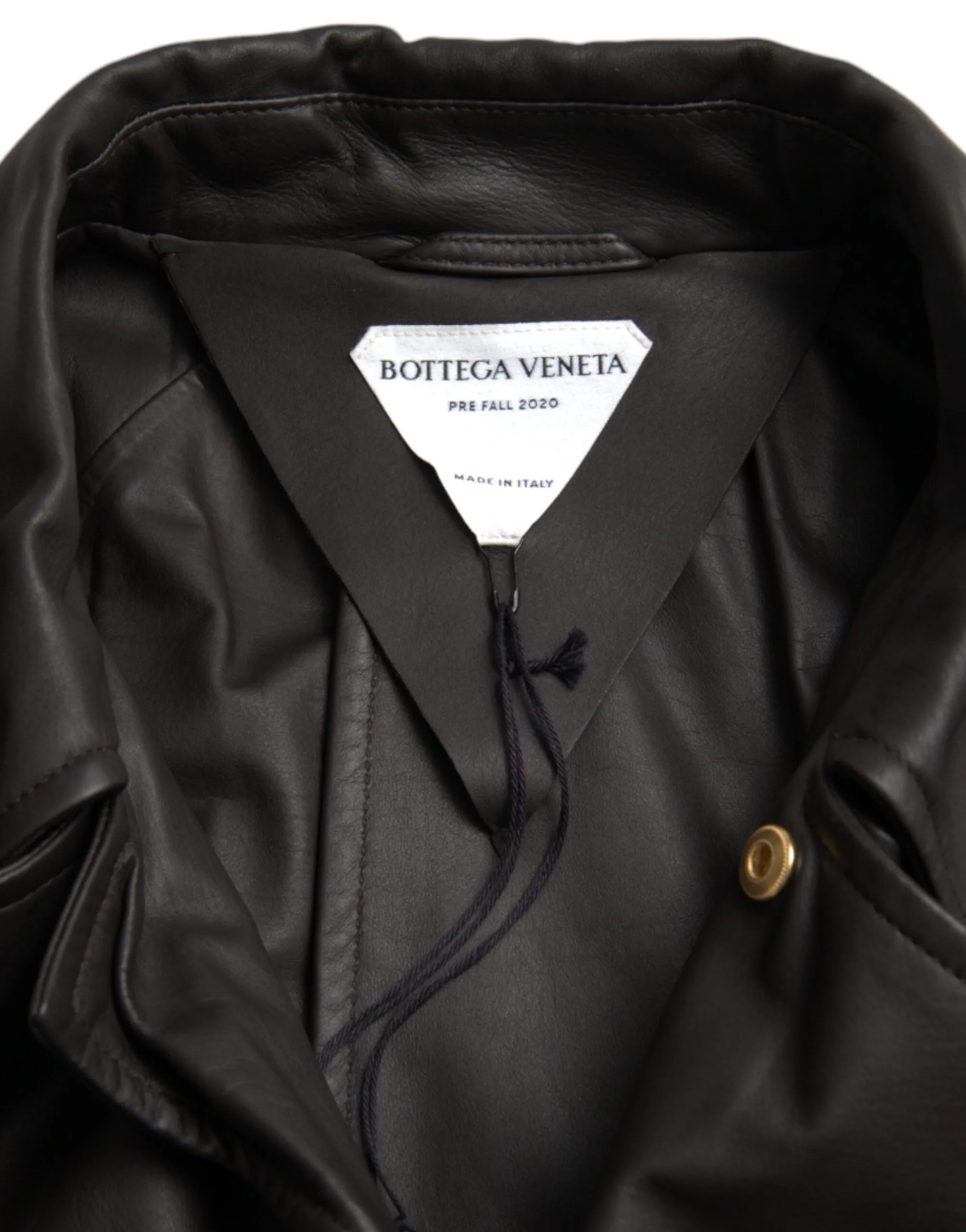 Bottega Veneta Black Matte Waterproof Leather Coat Jacket