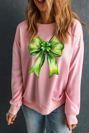 Bow Graphic Crewneck St Patrick Long Sleeve Knit Top