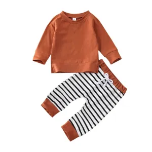 Brown Striped Baby Set