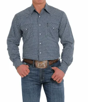 Cinch Men's Blue Geo Print Snap Long Sleeve Western Shirt MTW1303064