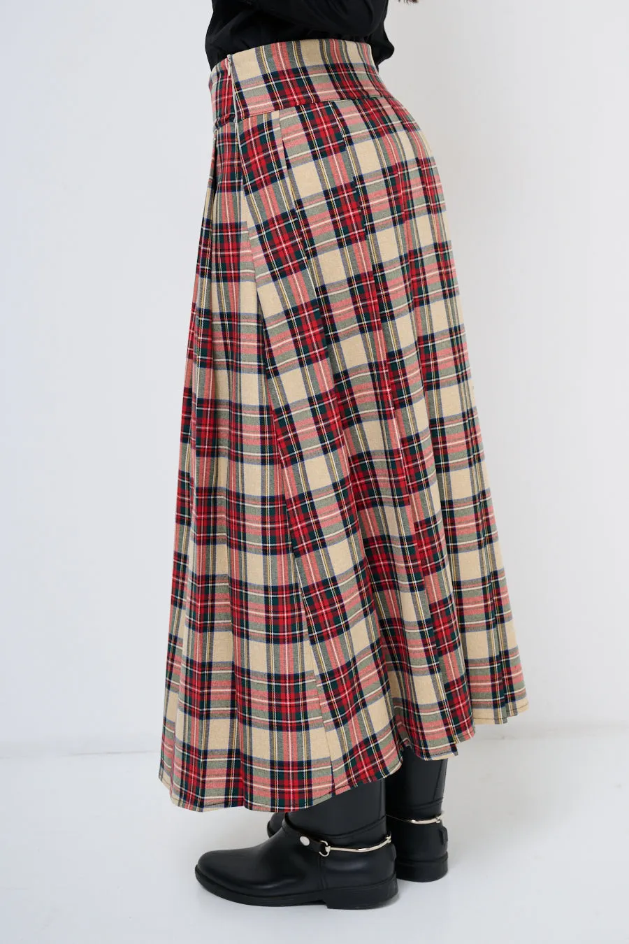 Classic plaid maxi skirt wholesale