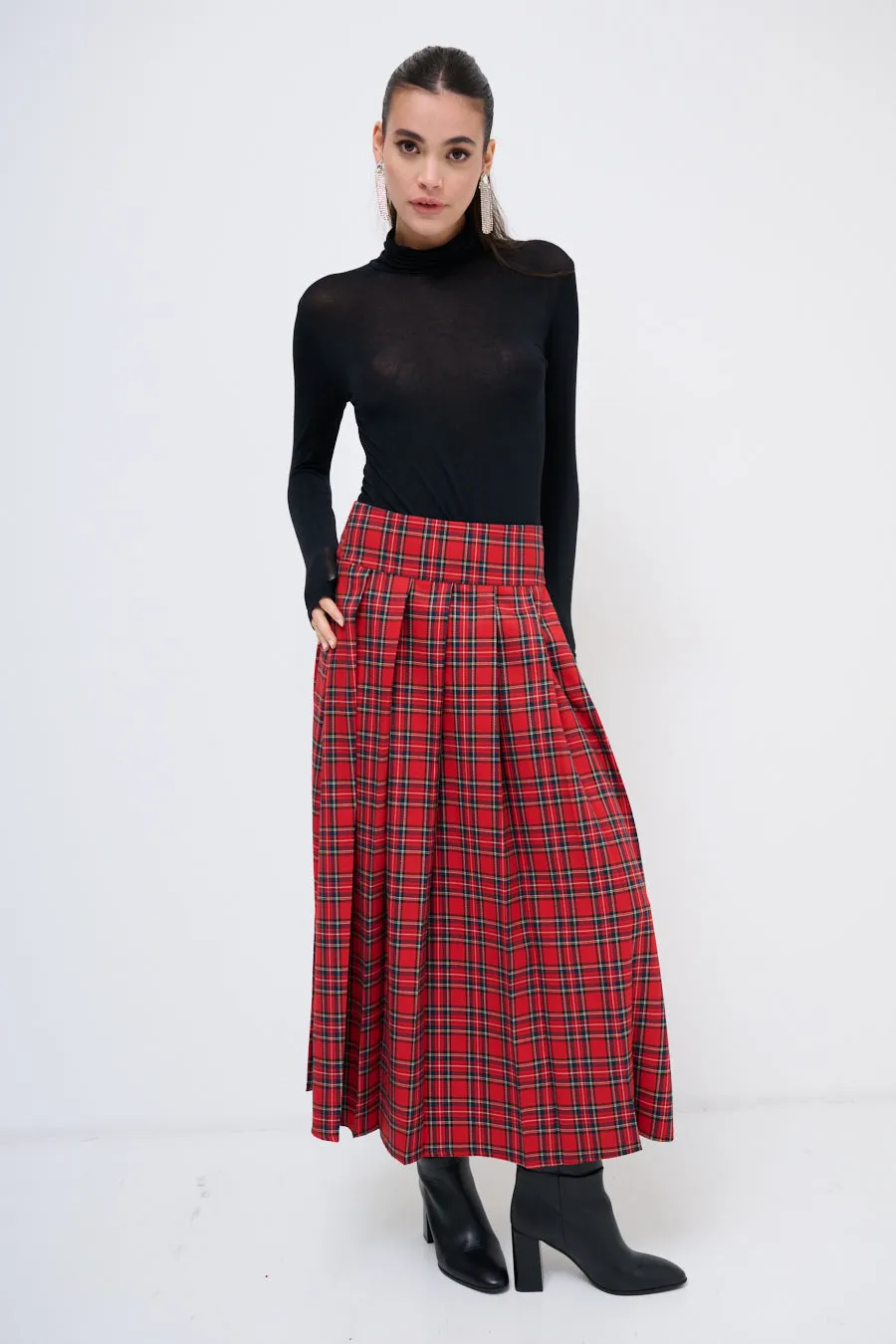 Classic plaid maxi skirt wholesale