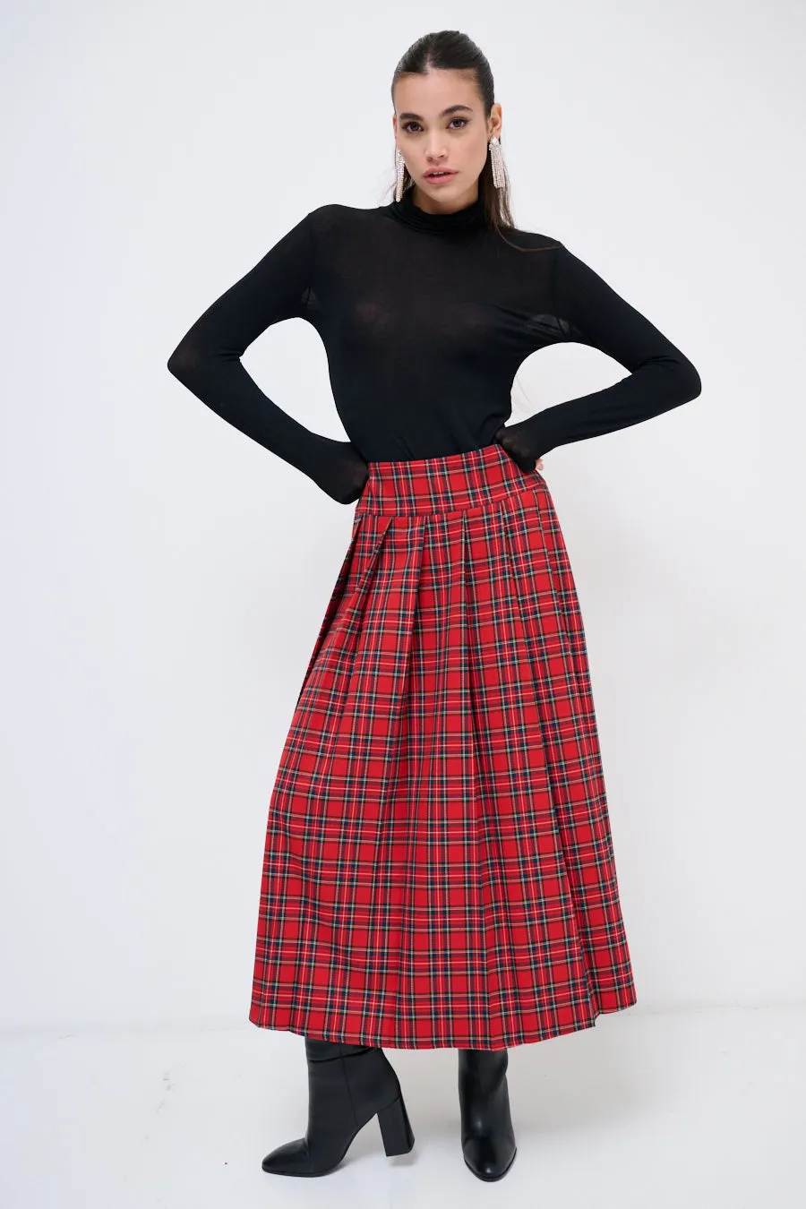 Classic plaid maxi skirt wholesale