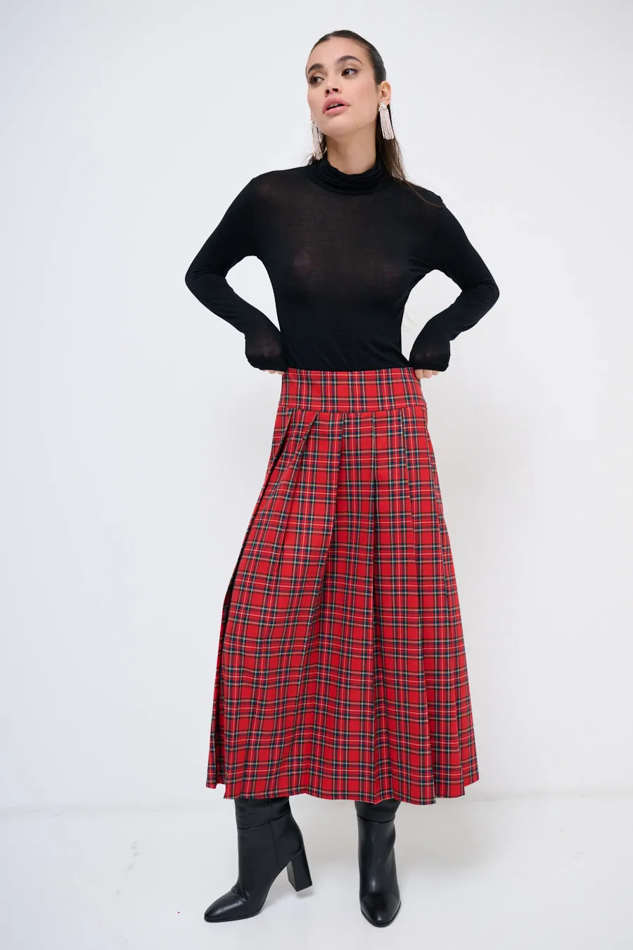 Classic plaid maxi skirt wholesale