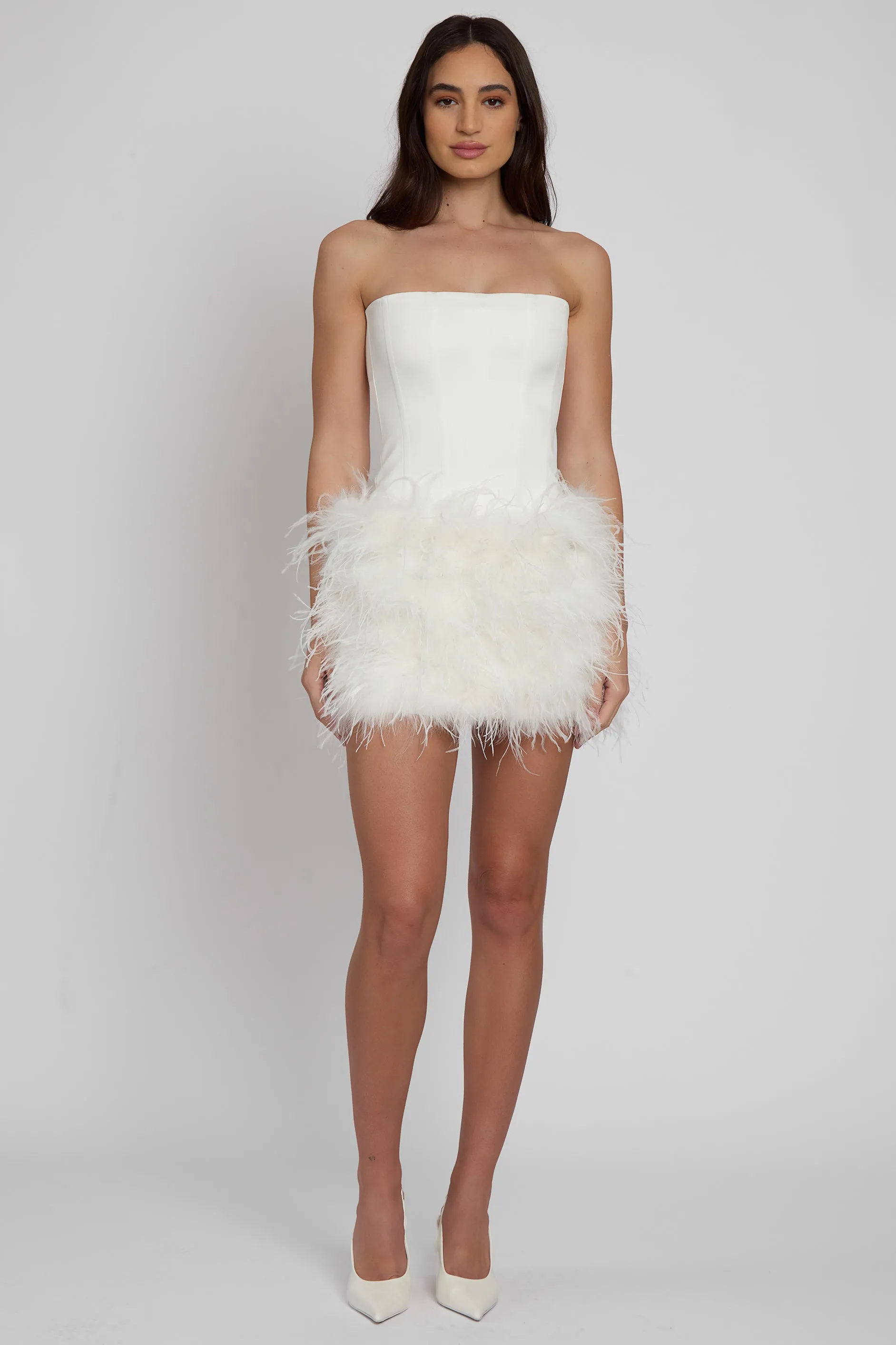 Cloud Feather Mini Trendy Skirt - White