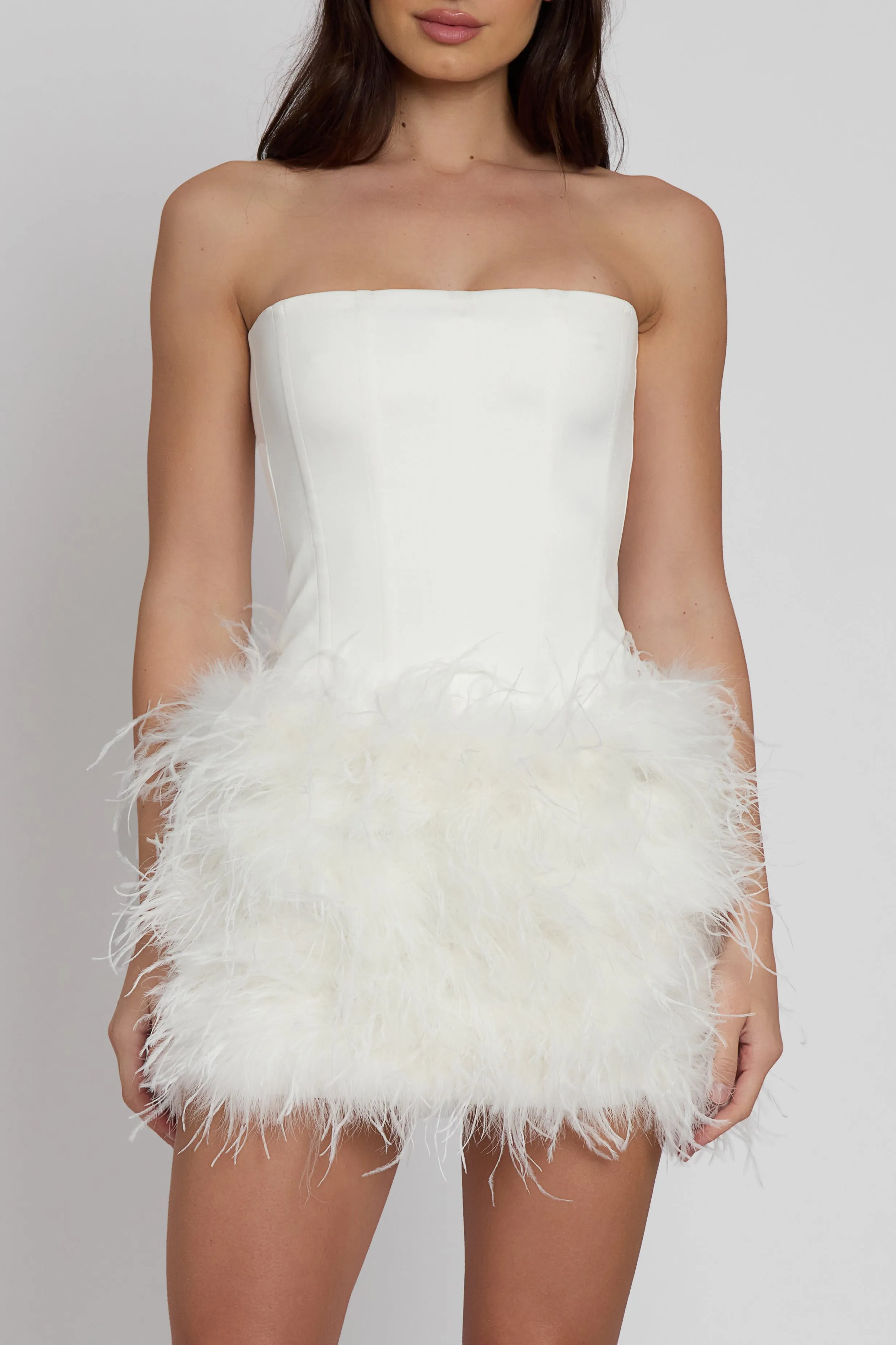 Cloud Feather Mini Trendy Skirt - White