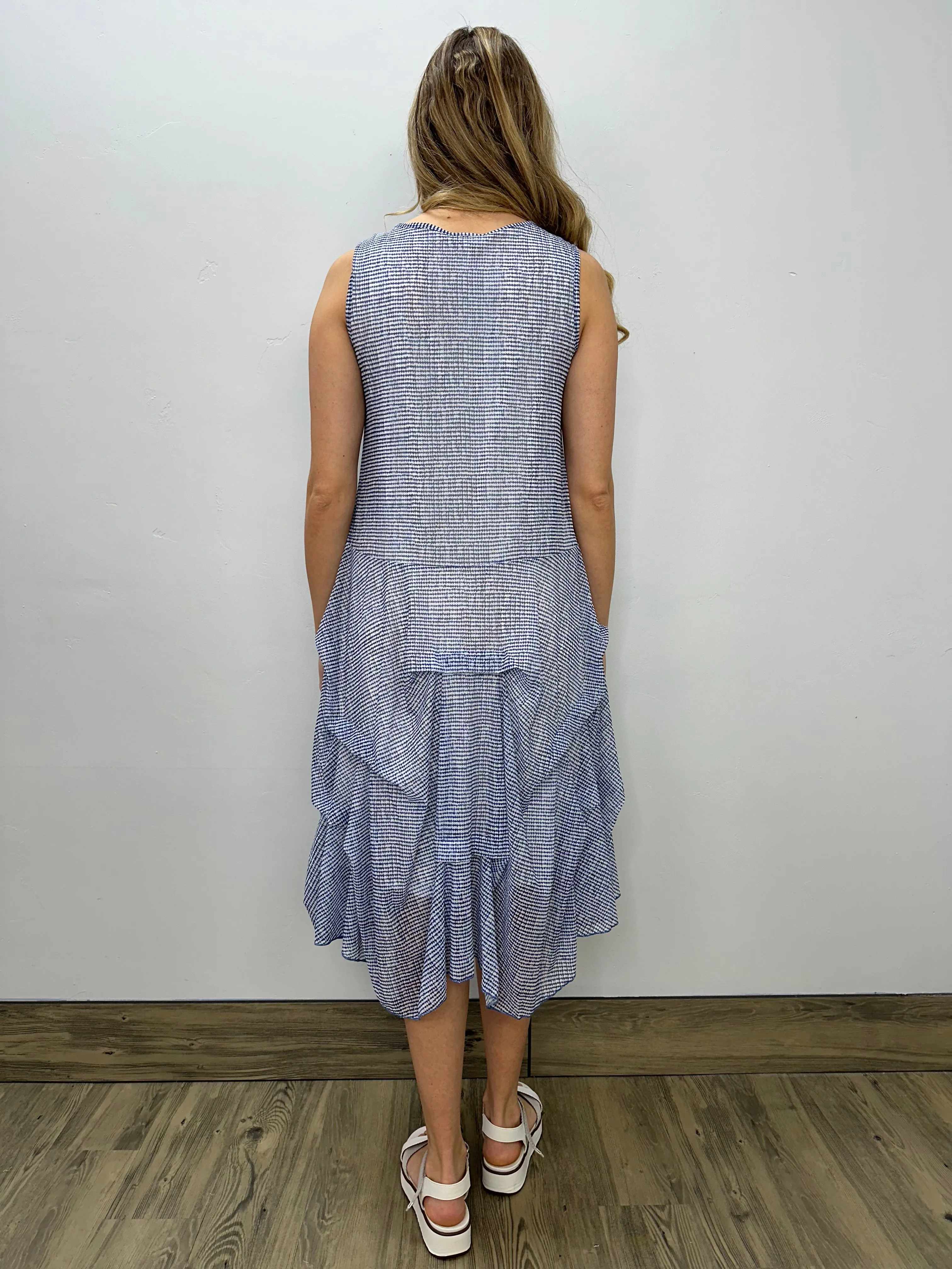 Coast Blue Pattern Mesh Sleeveless Dress