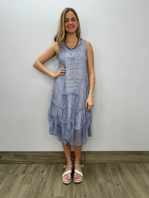 Coast Blue Pattern Mesh Sleeveless Dress