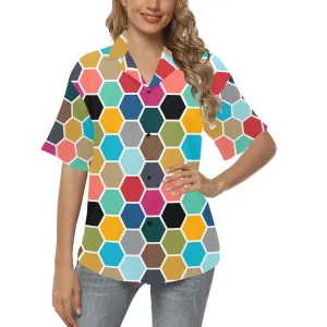 color hex print 2 All Over Print Hawaiian Shirt for Women (Model T58)