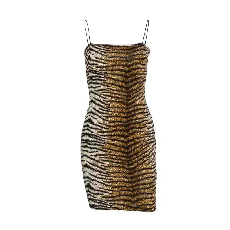 European And American Leopard Print Sleeveless Mini Dress