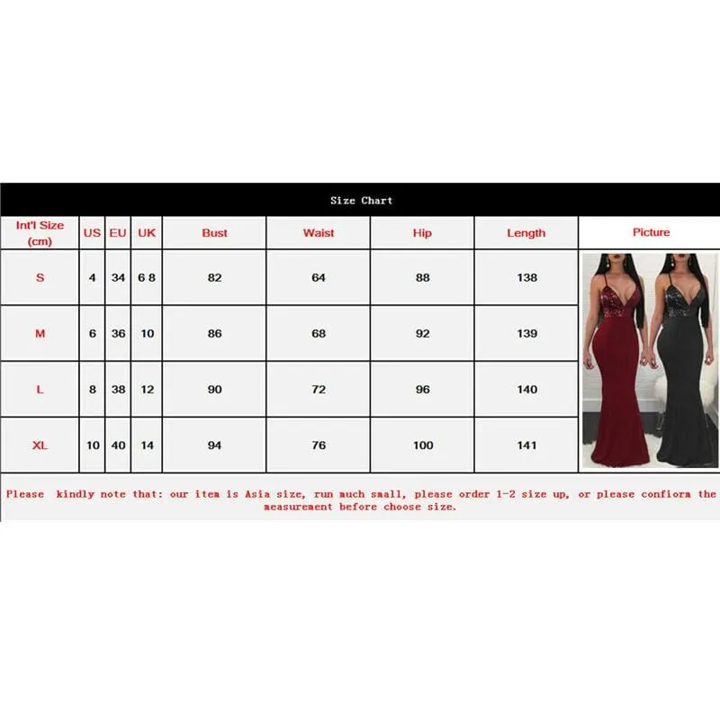 FashionSierra - New Women Formal Prom Long Sequin Dress V-Neck Sleeveless Bodycon SunDress Party Cocktail Long Slim Dress