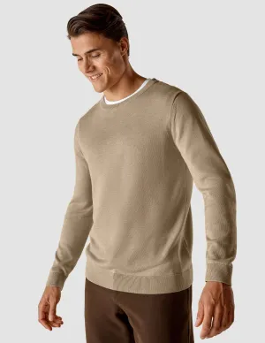 Fine Knit Crewneck Khaki Molinaire