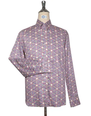 Floral Shirt - 60s Style Light Purple Shirt