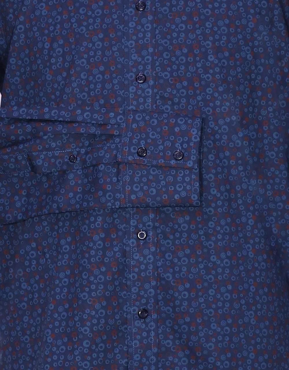 High Penny Collar Shirt | Navy Blue Circle Pattern Shirt