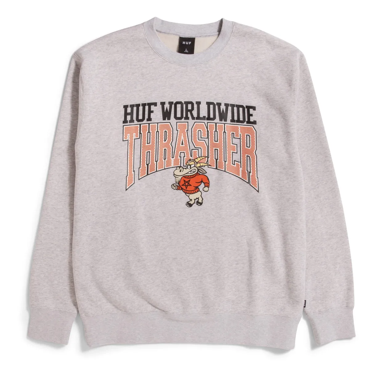 HUF x Thrasher Candlestick Crewneck - Athletic Heather