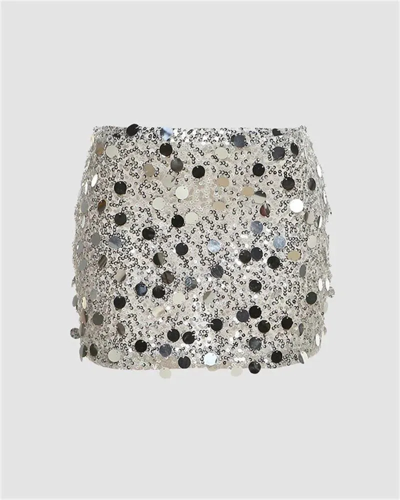 Isolée – Reflective sequins – Sequin mini skirt