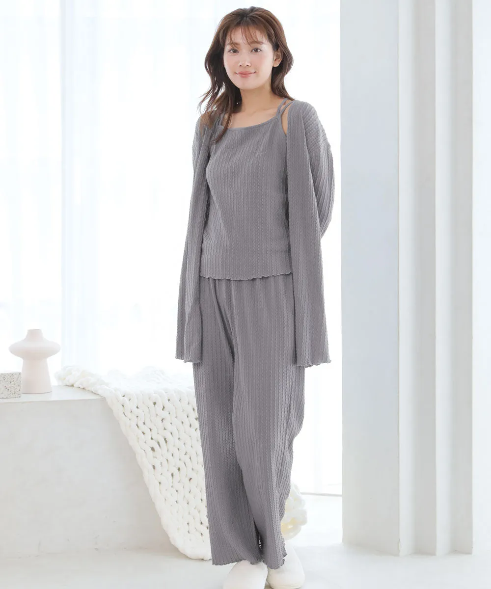 Jacquard-weave Knit Pattern Long Sleeve 3 Piece Set