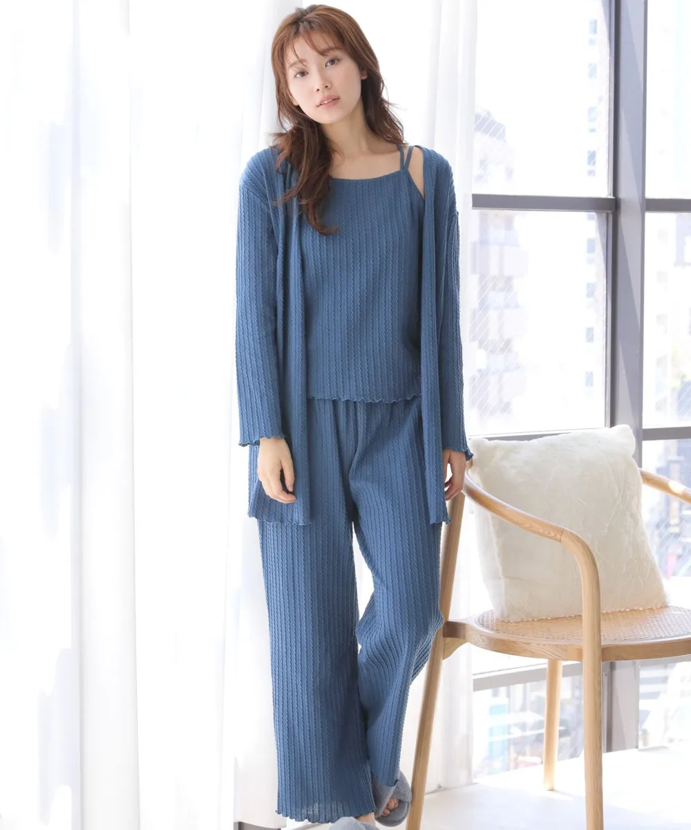 Jacquard-weave Knit Pattern Long Sleeve 3 Piece Set