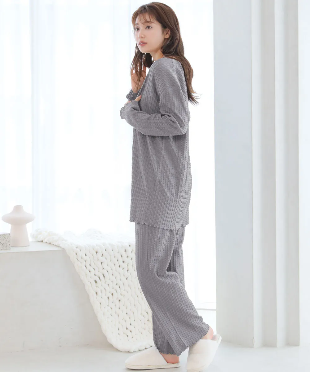 Jacquard-weave Knit Pattern Long Sleeve 3 Piece Set