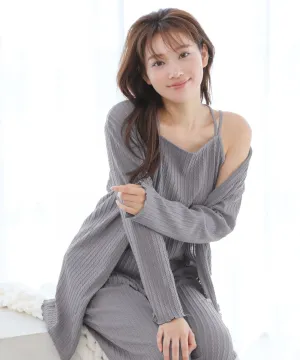 Jacquard-weave Knit Pattern Long Sleeve 3 Piece Set