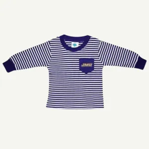 JMU Children's Embroidered Striped Pocket Long Sleeve Tee