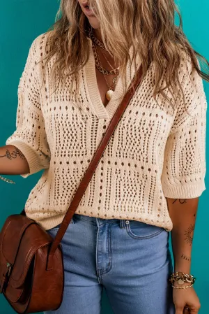 Knit Short Sleeve Sweater