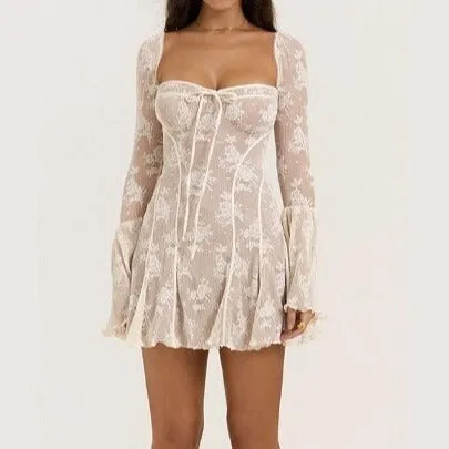 Lace Long Sleeve Mini Dress