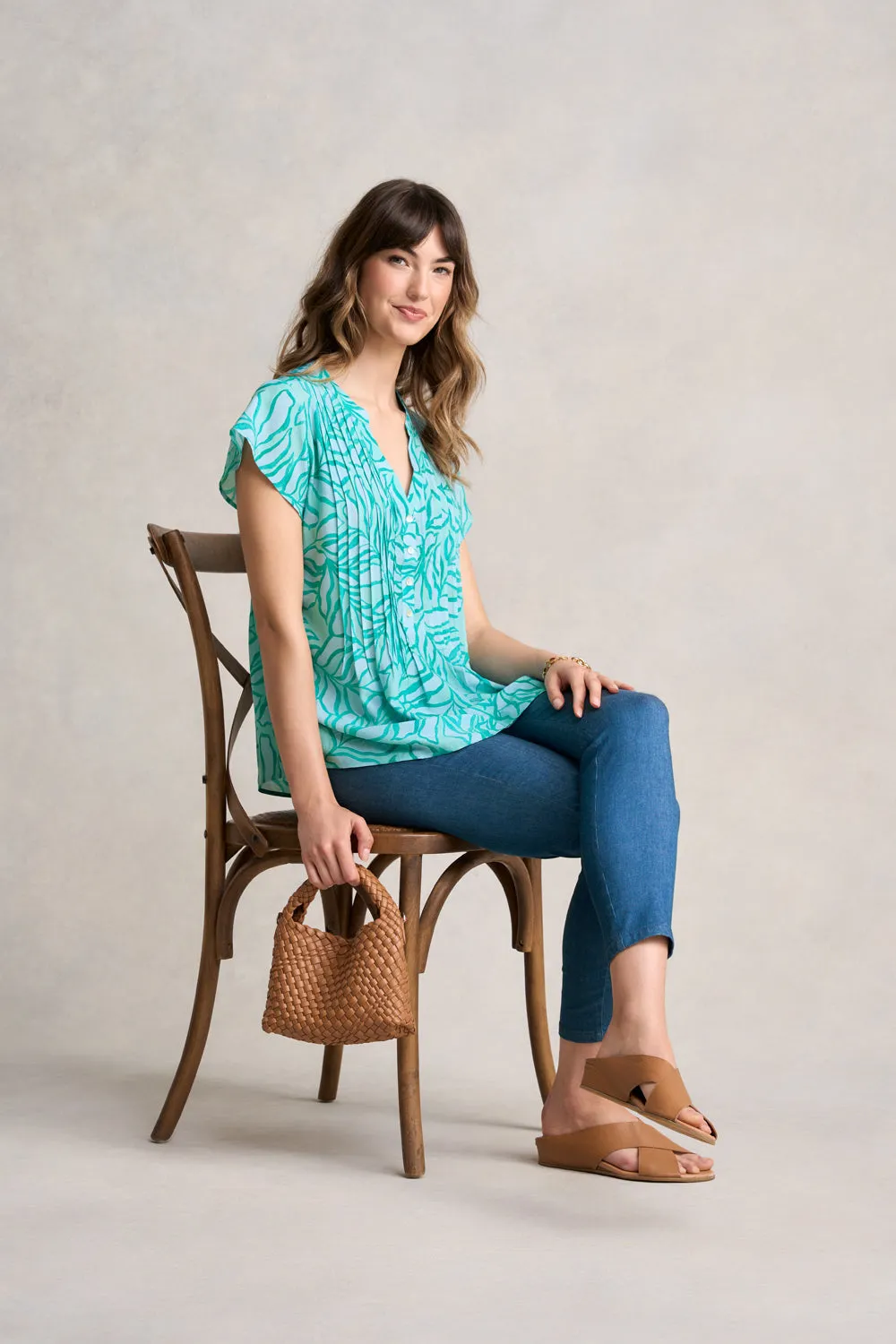 Lightweight Print Blouse - Two Tone Foliage