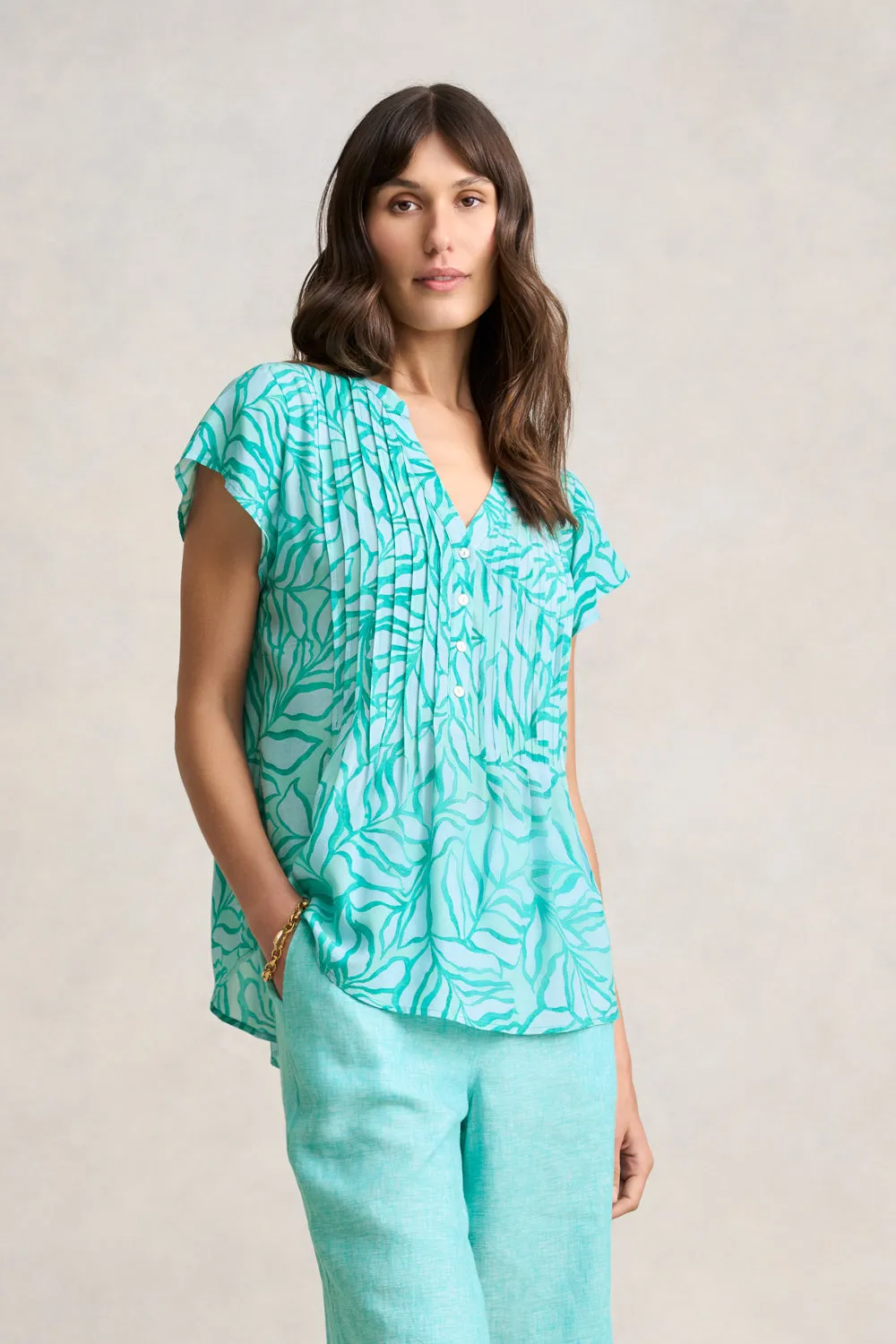 Lightweight Print Blouse - Two Tone Foliage