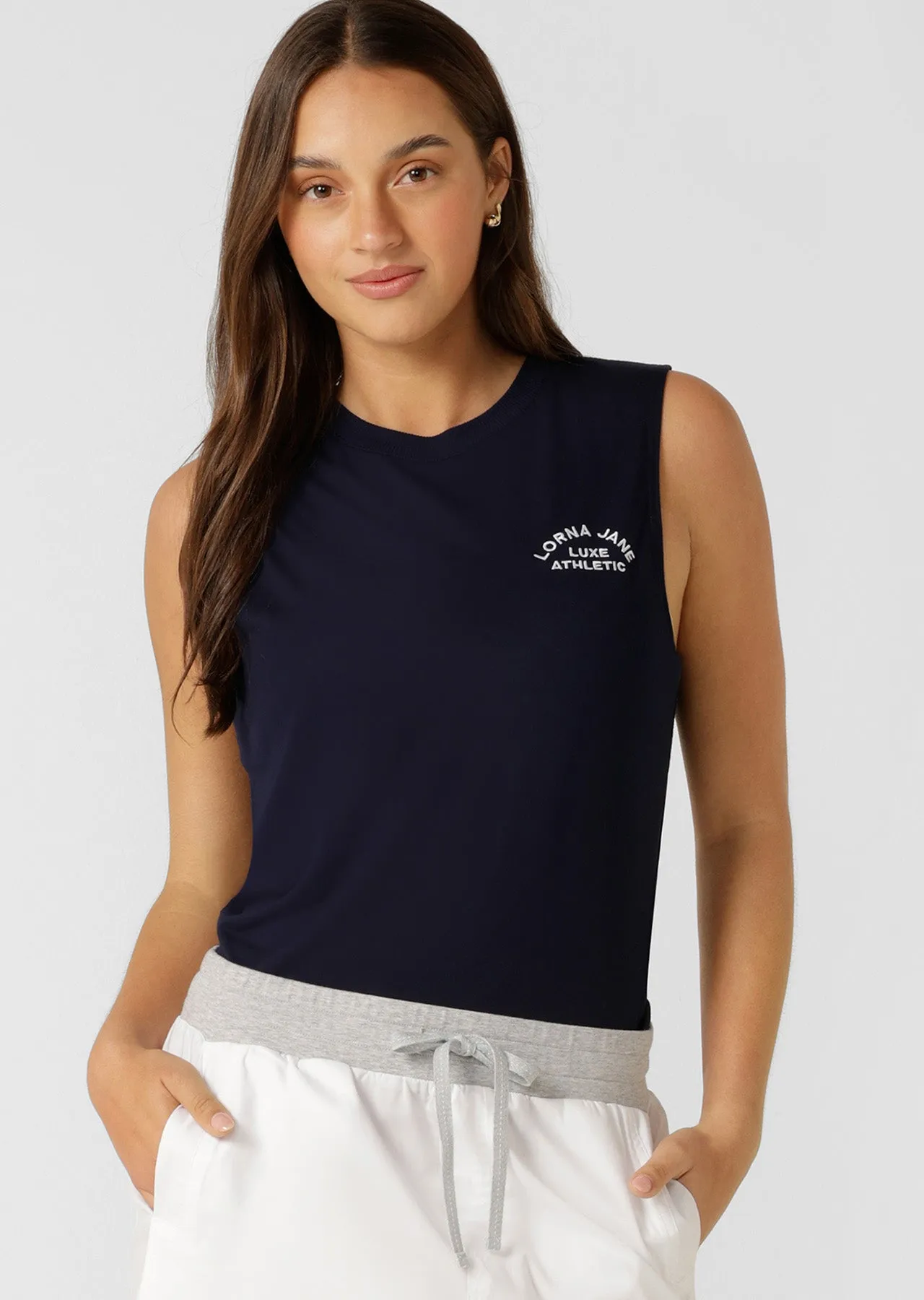 Lotus Muscle Tank | French Navy