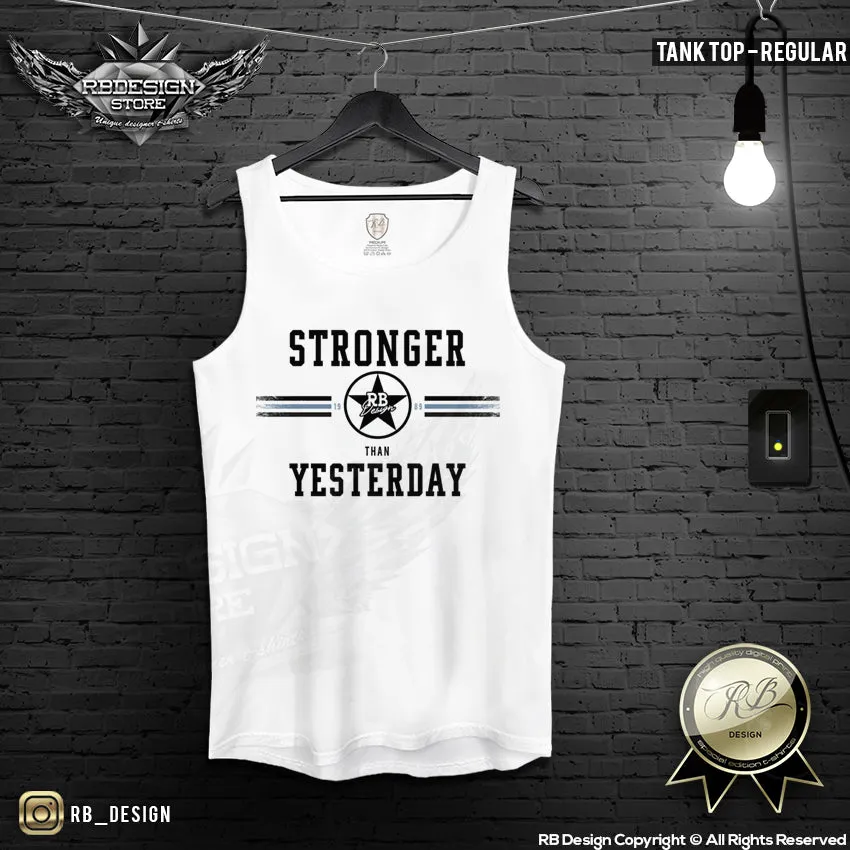 Men's Training Gym Tank Top Regular Style "Stronger than Yesterday" MD901