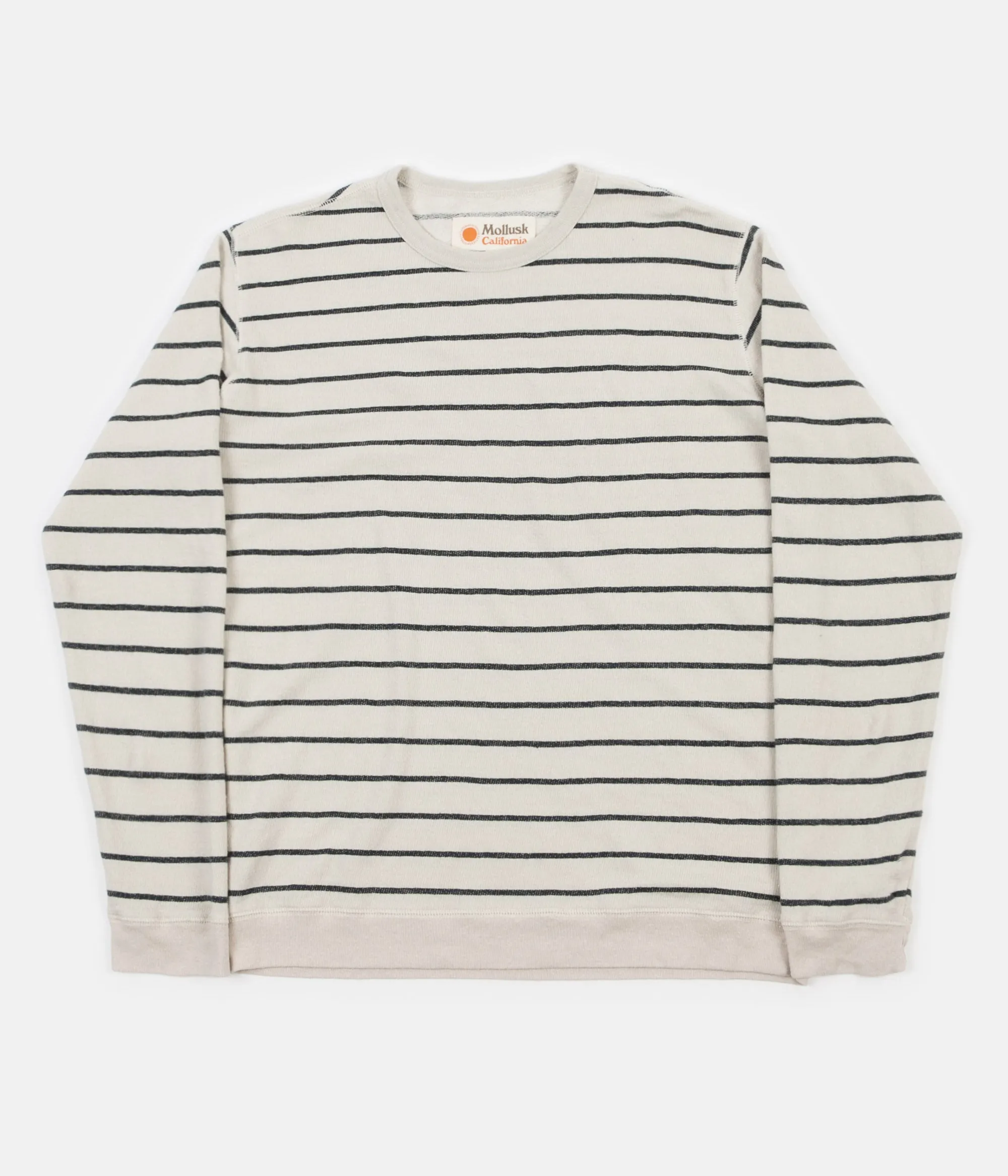 Mollusk Stripe Hemp Crewneck Sweatshirt - Fog / Navy Stripe