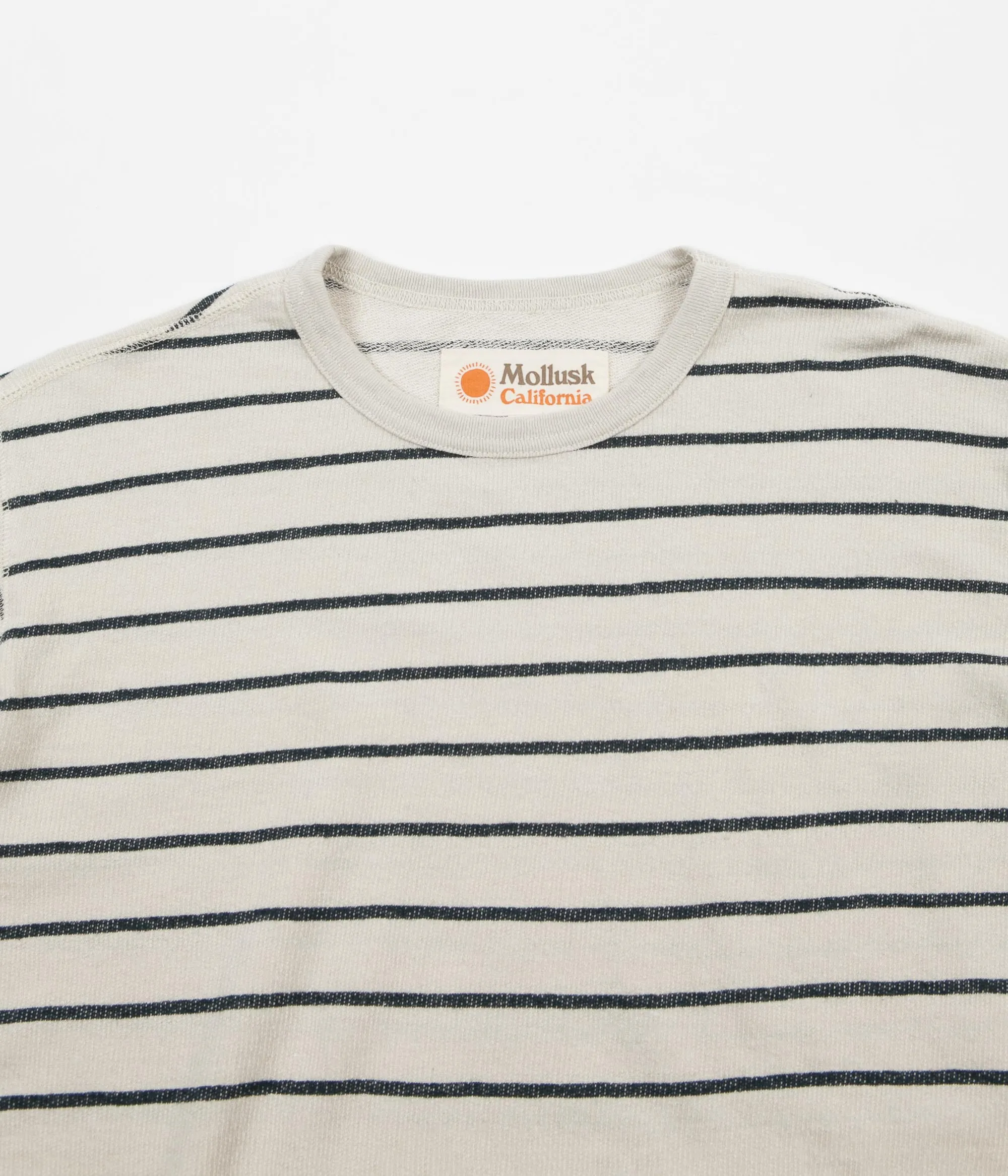 Mollusk Stripe Hemp Crewneck Sweatshirt - Fog / Navy Stripe