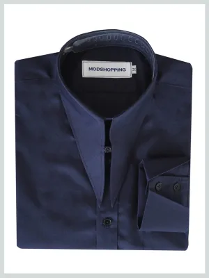 Navy Blue Spearpoint Collar Shirt