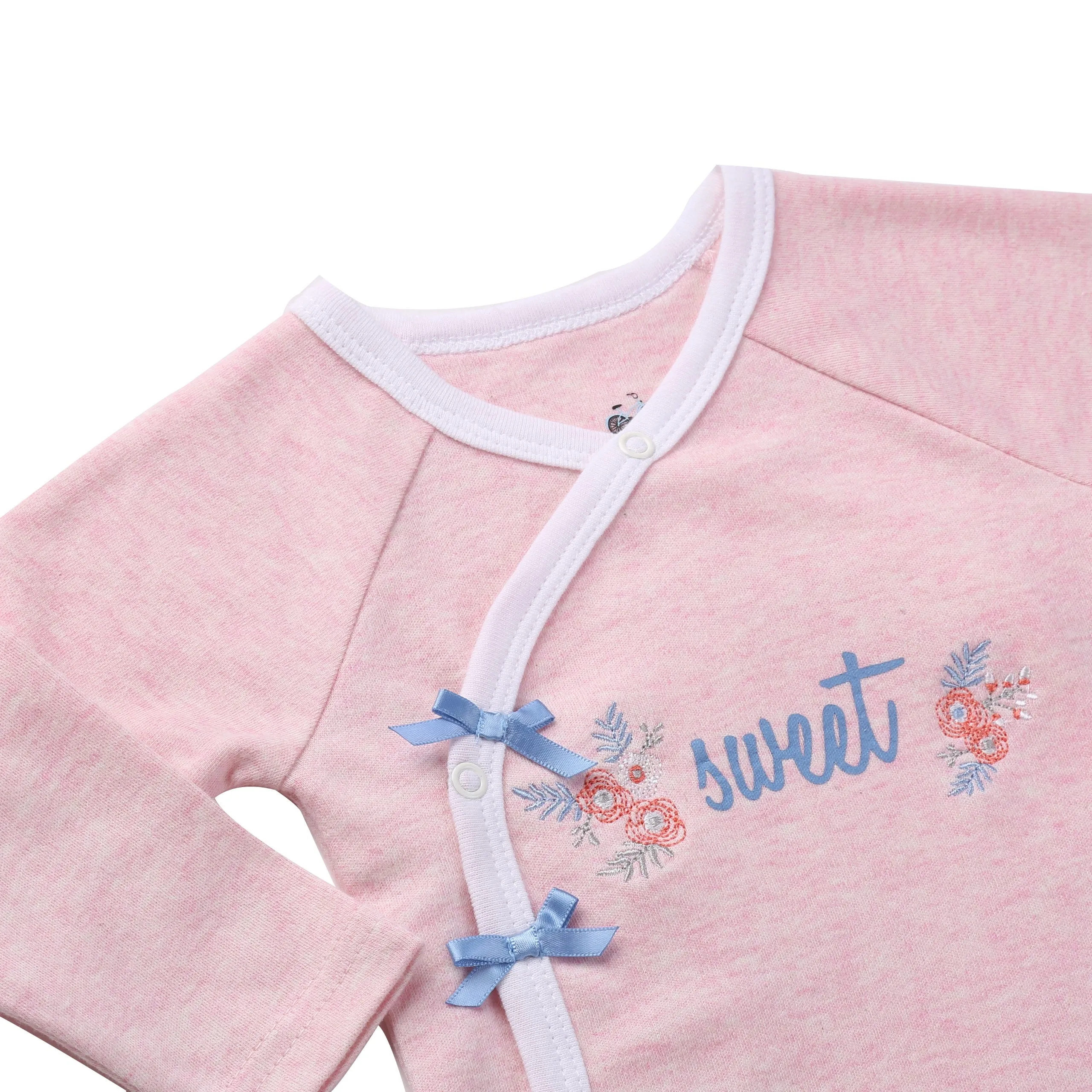 Newborn Girl Clothes Nb Footed Pants Long Sleeve Kimono Shirt Baby Layette Set 0m Heather Pink