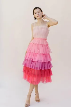 Ombré Tulle Midi Dress