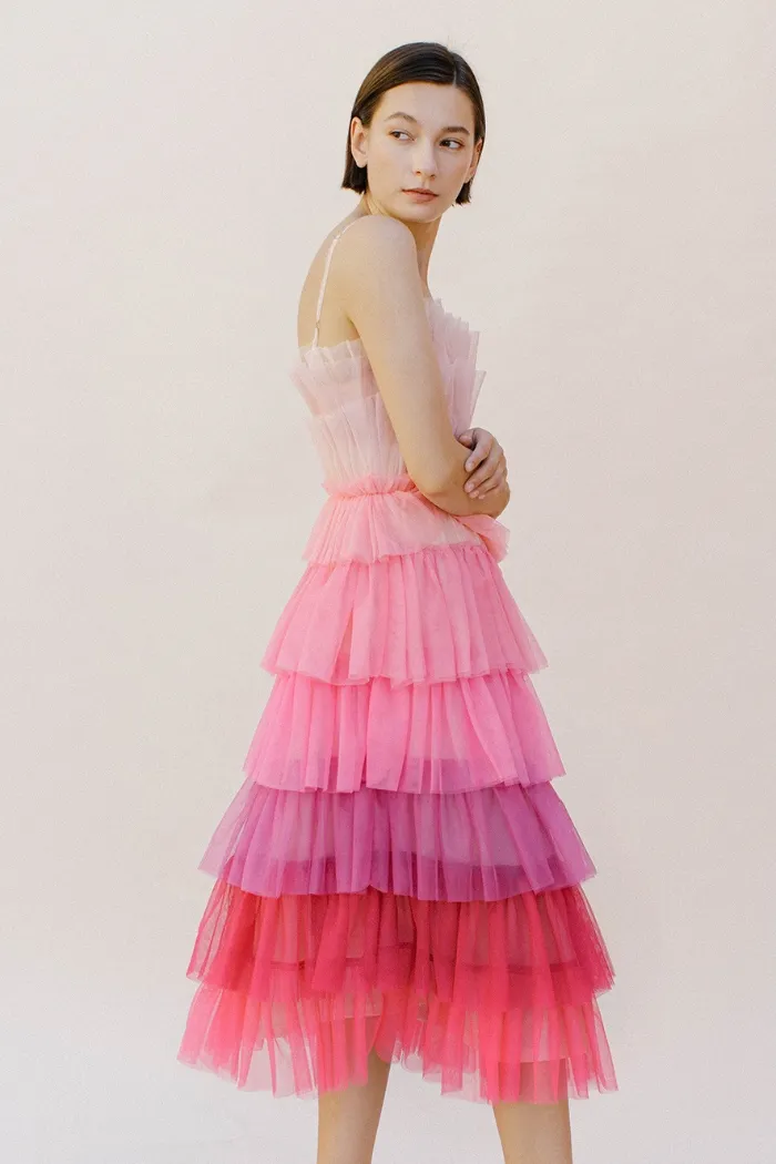 Ombré Tulle Midi Dress