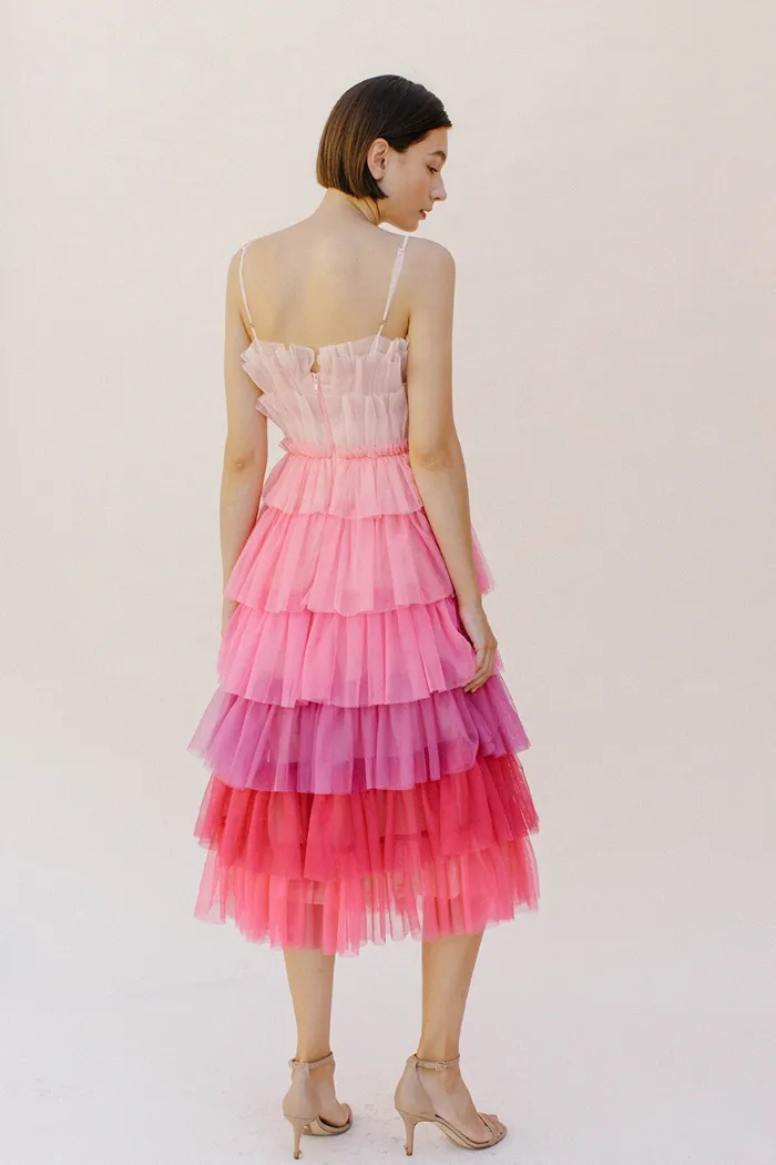 Ombré Tulle Midi Dress